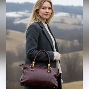 The find Elegant Burgundy Leather Handbag
